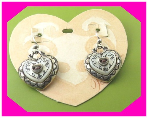 BRIGHTON STITCH IN TIME Flower Silver French Wire EARRINGS Preloved - Picture 2 of 2