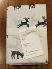Pottery Barn Rustic Reindeer Flannel KING Pillow Shams Set / 2 NEW Holiday