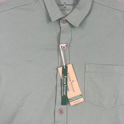 Tailor Vintage Shirt Mens XL Connecticut Originals Green Cotton Blend LS Shirt - Picture 2 of 9
