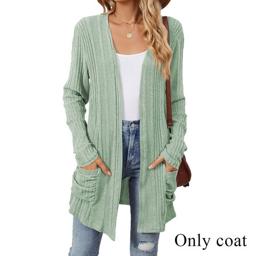 Womens Open Front Fly Away Cardigan Long Sleeve With Pockets Loose Drape Jacket- - Picture 20 of 28