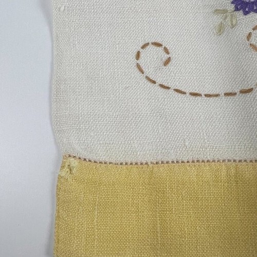 Paar Vintage handbestickte Blumen Leinen Küche Geschirrtücher - Bild 10 von 12
