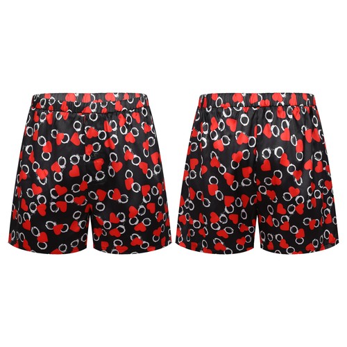 Herren Neuheit seidig Boxershorts Lippen Herzdruck Schlaf Pyjama Shorts Unterwäsche - Bild 163 von 182