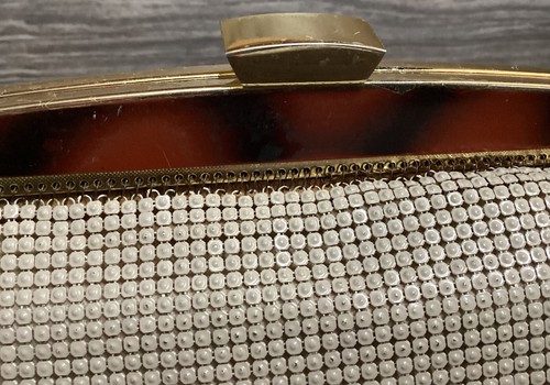 Bolso de mano holgado vintage Glomesh crema cadena correo malla años 70 bolso sin asas moda - Imagen 8 de 23