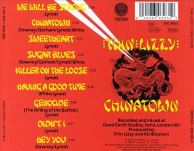 THIN LIZZY CHINATOWN NEW CD