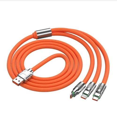 3 in 1 Multi FAST CHARGER USB Orange Charging Cable For iPhone-Android & Type C  - Afbeelding 1 van 5