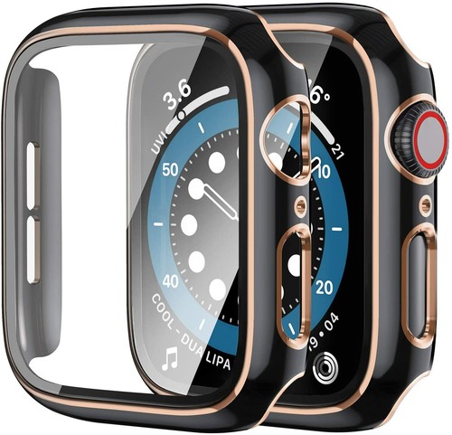 PARA Apple Watch Series SE 6 5 4 3 2 1 2 EN 1 Estuche Rígido PC con Vidrio Templado, PAQUETE DE 2 - Imagen 3 de 12