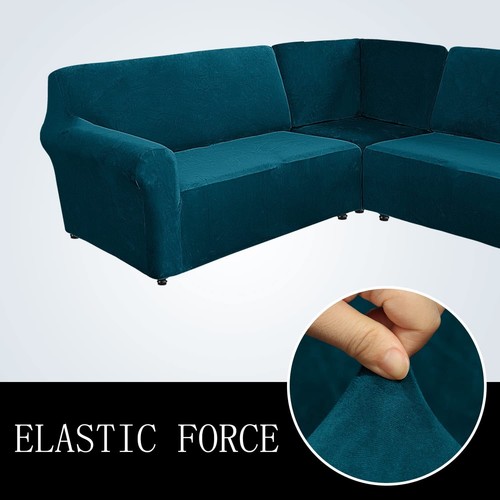 Stretch Velvet L Shape 5 Seater Sofa Cover Corner Sectional Couch Sofa Slipcover - Picture 104 of 118