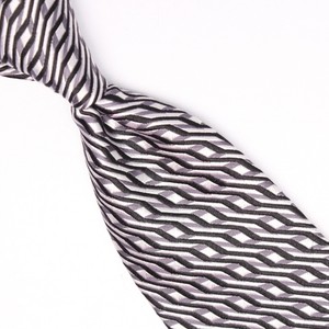Jhane Barnes Mens Silk Necktie Gray Silver White Geometric Weave