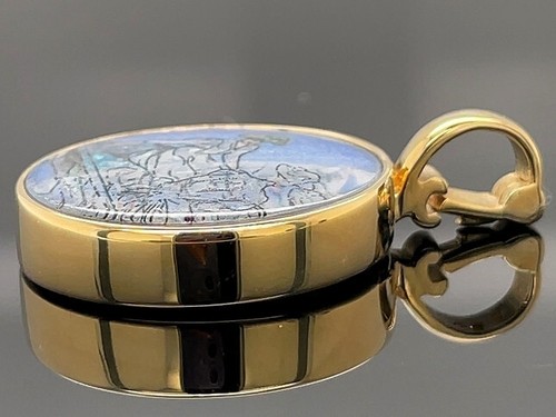SCHMUCKJAGD CLIPANHÄNGER 375/- GG MIT EDELSTEINGEMÄLDE "MÄDCHEN IN EINEM BOOT" - Bild 7 von 10