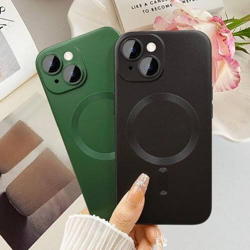 Magnet Hülle für iPhone 14 Plus Handyhülle für Damen, Stoßfest Matt Schwarz - Bild 4 von 7