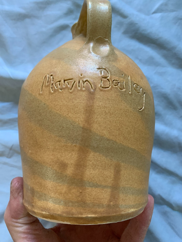 Marvin Bailey Beige 5" x 7" Ugly Face Jug Folk Art Pottery -Autographed- Clean - Picture 4 of 5