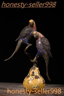 13,6'' China Marquée Bronze Émail Perroquet Statue Pamplemousse Brûleur vendre d'Encensoir