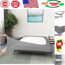 Wrinkle-Free Full Size Jersey Knit Box Spring Cover - Light Gray Elegance