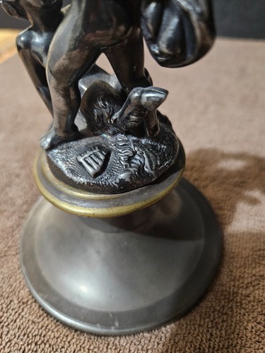 RARE ANTIQUE SILVER PLATE CHERUB & SATYR CANDLESTICK CANDLE HOLDER 7 3/4" - Picture 8 of 11