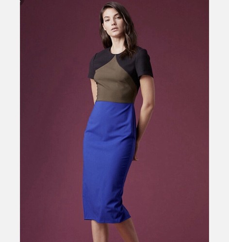 Diane Von Furstenberg Colorblock MIDI Sheath Pencil Dress Size 6 $398 NWT - Picture 7 of 11