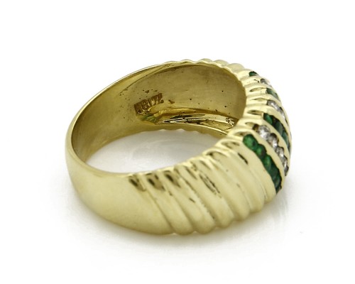 Women's 18k Gold Band Diamond & Emerald Natural Mined 1.0 tcw - Picture 7 of 10
