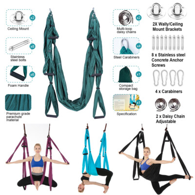 Einheitsgröße Aerea Hängematte für Asana Yoga gelb FFITNESS Altalena Amaca Fitness Schaukel Swing Gravity Einheitsgröße Aerea Hängematte für Asana Yoga gelb FFITNESS Altalena Amaca Fitness Schaukel Swing Gravity