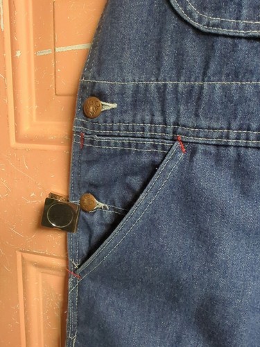 Vintage Big Mac Square Bak Overalls Denim Carpenter Button Fly 80s 32x31 - Picture 6 of 13
