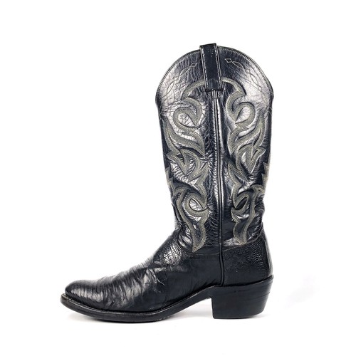 Botas de Vaquero para Hombre DAN POST Talla 8D Negras Cuero Lagarto Puntas Western 218056 - Imagen 5 de 12