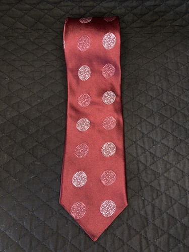 DKNY Geometric Pattern TIE 100% Silk AOP Maroon Donna Karan Necktie 58 / 3.5 NWT - Picture 2 of 7