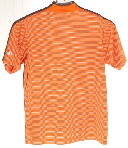 Adidas Men's Polo Golf Shirt M ClimaLite Striped Orange White Short Sleeve - Picture 2 of 4
