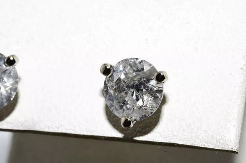 2.03CT Natural Round Diamond Martini Stud Earrings, 14K Go - Picture 3 of 10