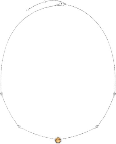 Citrine & Lab-Created White Sapphire 20" Necklace in Sterling Silver - Picture 4 of 7