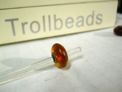 Trollbeads Elfbeads 925 Sterling Silver Core Glass CARAMEL BEAD LAA