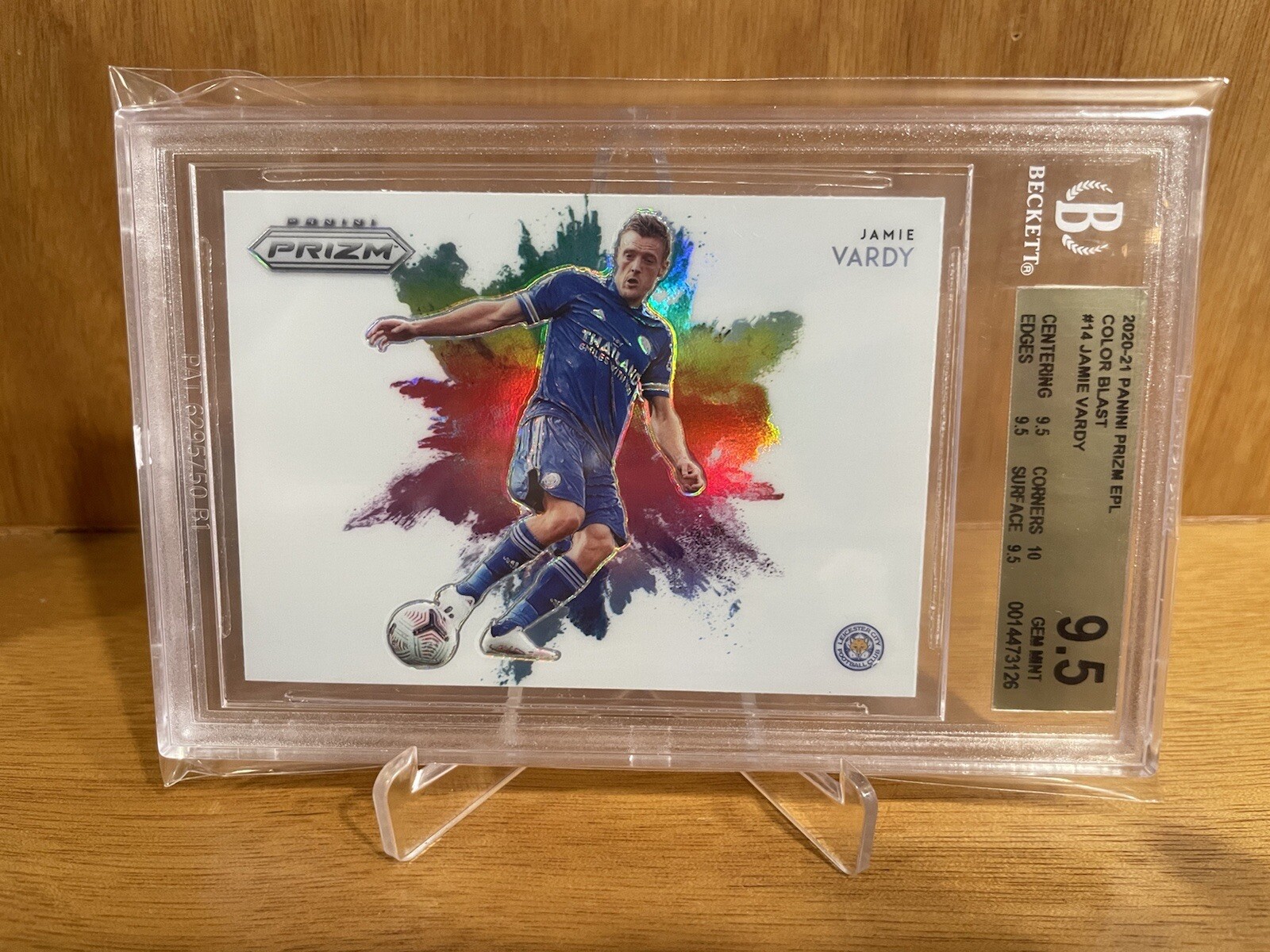 2020-21 Panini Prizm Premier League Color Blast Jamie Vardy #14-BGS9.5 Gem Mint