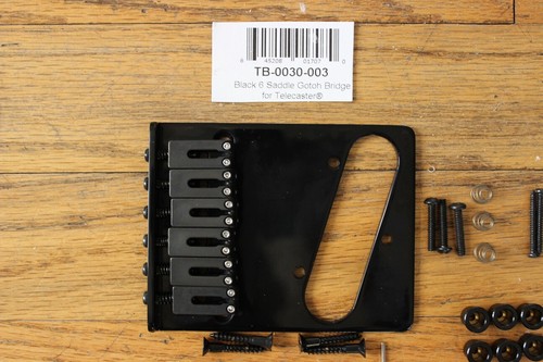 Juego de herrajes de carrocería negra Fender/Gotoh Telecaster moderno GTC202 6 sillines puente - Imagen 3 de 6
