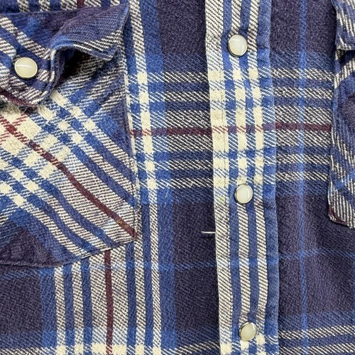 Vintage Saddle King Shirt mens 2XL Blue Plaid Western Key Pearl Snap Flannel 90s - Picture 6 of 13