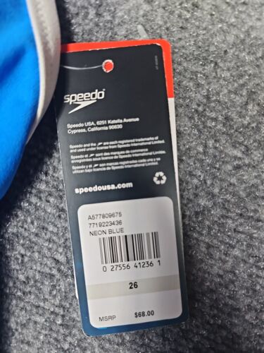 Speedo Neu mit Etikett 26 Badeanzug Einteiler Racerback Neon Blau Good Vibes - Bild 3 von 9