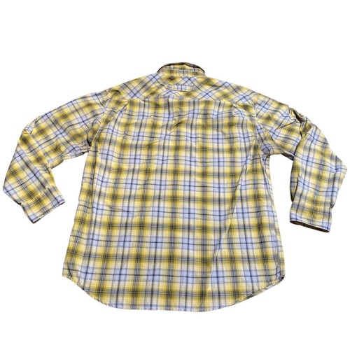 Camisa comercial Duluth para hombre mediana a cuadros abotonada amarilla gris - Imagen 6 de 6
