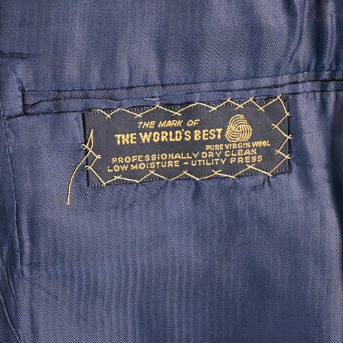 Vintage Hart Schaffner Marx 40L 34x34 Navy Blue Stripe Gold Trumpeter USA Made Suit - Bild 16 von 24