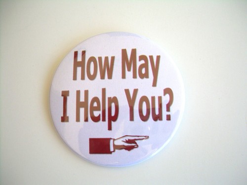 How May I Help You Buttons 24-teiliges Set neu 3 Zoll Durchmesser Mitarbeiter Pinback - Bild 2 von 6