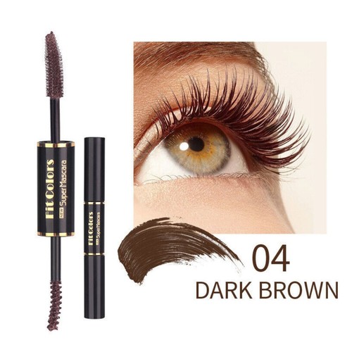 Brown Dual Side 4D Silk Fiber Eyelash Mascara Waterproof Shade Fluffy Volume UK