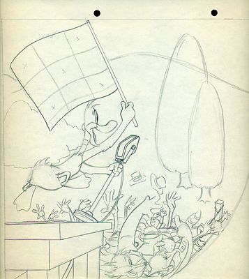 Daffy Duck 1949 animation cel Drawing Bob McKimson Bugs Bunny in Storyland