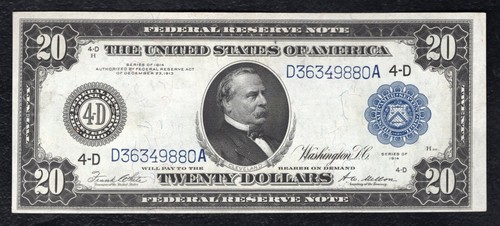 FR. 979a 1914 $20 FRN FEDERAL RESERVE NOTE CLEVELAND, OH UNCIRCULATED - Picture 1 of 2