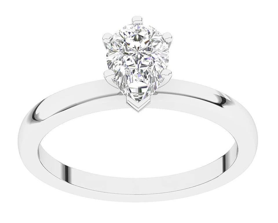 Anillo solitario de oro de 14 quilates con conjunto de diamantes de pera VS1 L de 1,00 quilates Foto 4 de 4