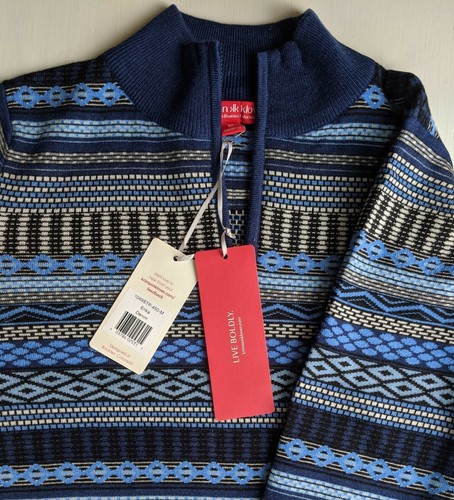 KRIMSON KLOVER Sweater Women sz M Blue Fair Isle Wool Zip Erika Over Yonder NWT - Picture 2 of 8