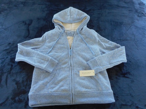 Sonoma / Kohl's Life + Style Women's Size M Petite Blue Sherpa Lined Hoodie NWT - Picture 2 of 8
