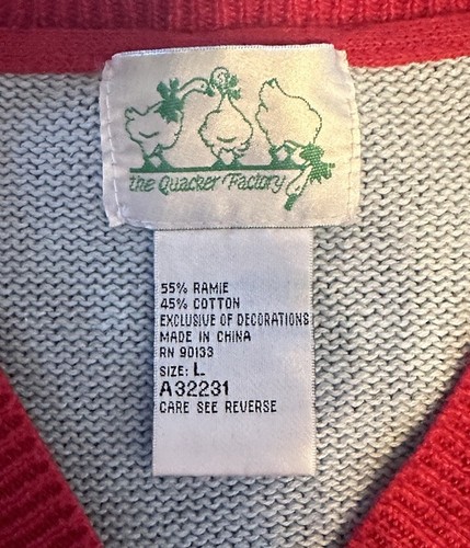 Quacker Factory L Christmas Sweater Cardigan USA Patriotic Holiday Festive Peace - Picture 3 of 13