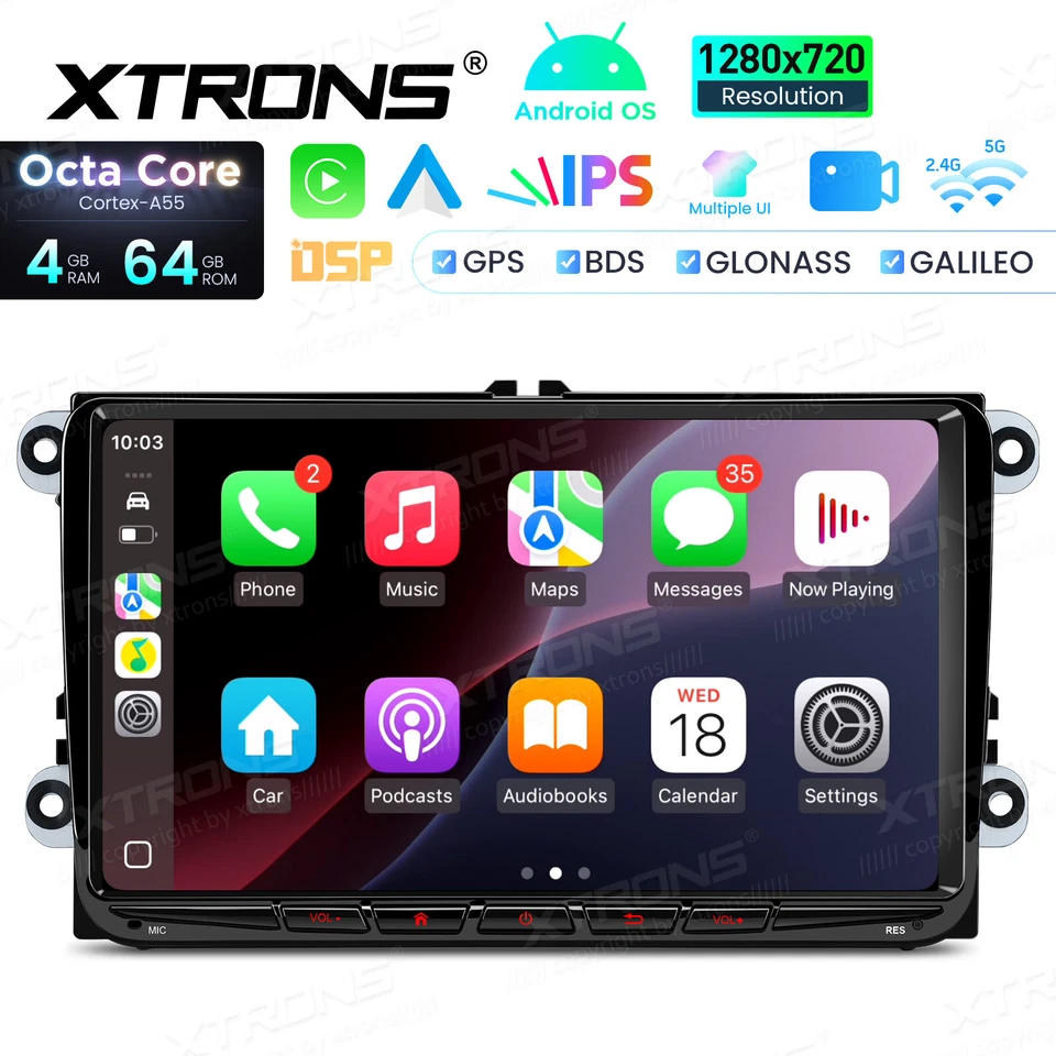 4G+64GB Autoradio Android 14 Carplay 9" GPS Für VW Golf 5 6 Plus CADDY PASSAT CC - Bild 2 von 4