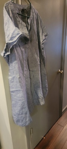 Tahari Linen Dress Size 2X Blue Minimalist Beach Coastal Resort Women's - Picture 3 of 8