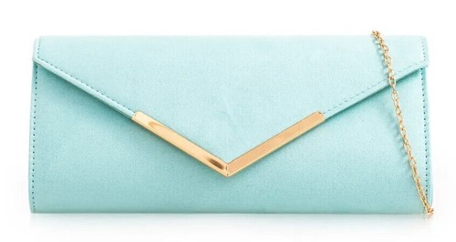 Women's Faux Suede Plain Clutch Bag Wedding Party Prom Evening Chain Handbags UK - Picture 8 of 19