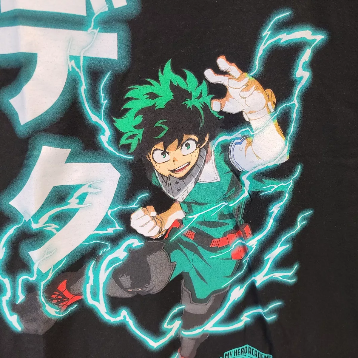 My Hero Academia Deku Smash Anime Officially Licensed Adult T-Shirt Black  XLarge