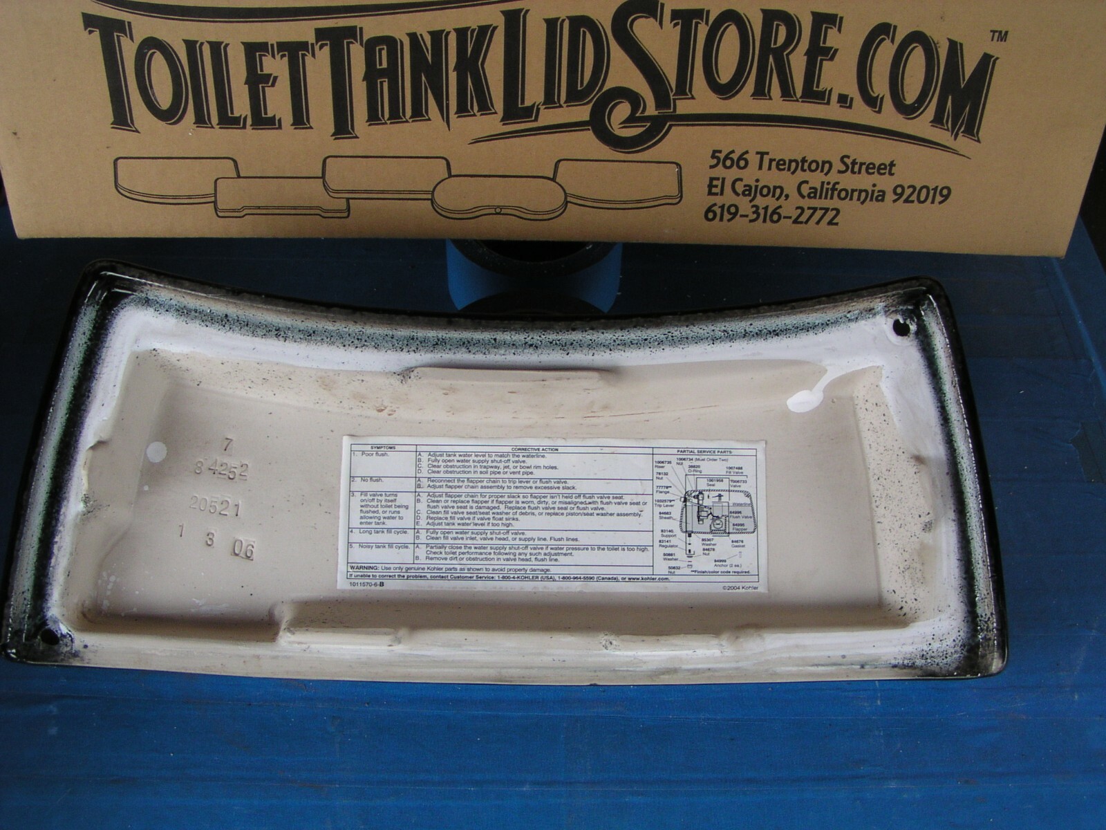 Kohler Rialto 84252 BLACK Toilet Tank Lid for K-3386 Has Scratches 1/3/06 5B Specjalna cena niska cena