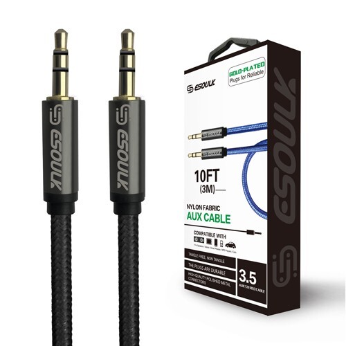 New 10 Ft 3.5mm Music Cable - iPod to Car Stereo AUX / Auxillary Wire Cord BLACK - Picture 1 of 2