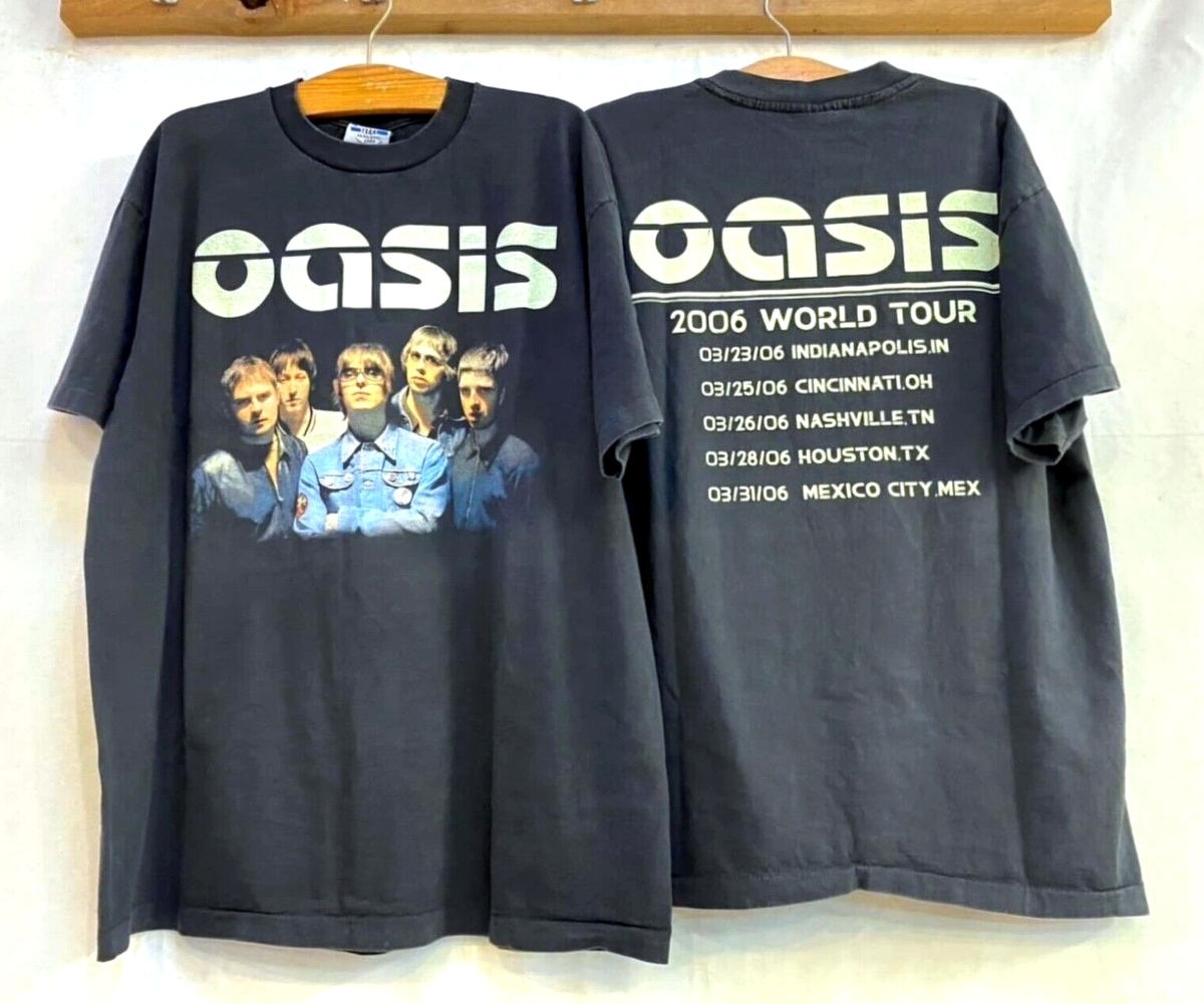 Vintage OASIS World Tour 2006 Shirt L Reprint UK Rock Band