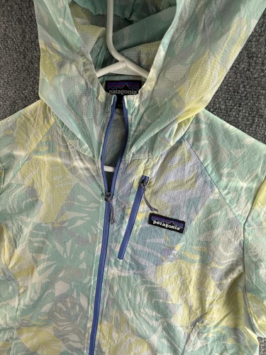 Patagonia HOUDINI Lightweight Wind Rain Jacket Women Floral Green Yellow Medium - Picture 2 of 23